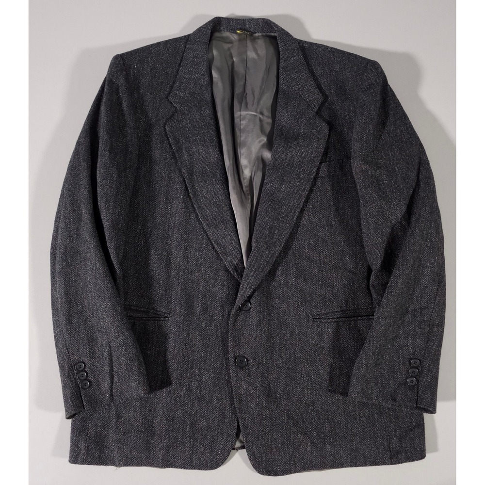 Givenchy Blazer Mens 46R Charcoal Grey Herringbone Monsieur Vintage USA Made